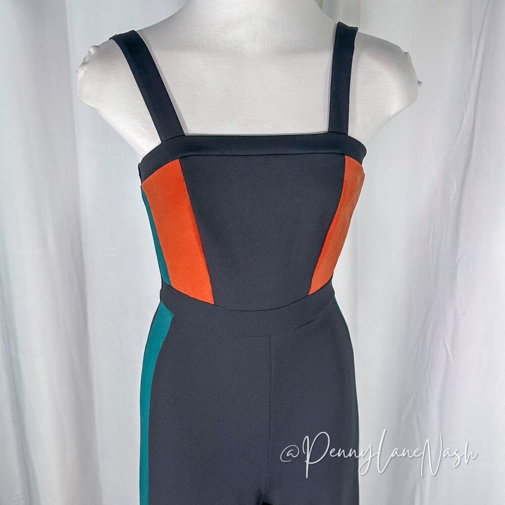 Charlotte Russe Sleeveless Side Striped Jumpsuit Black - Picture 4 of 11